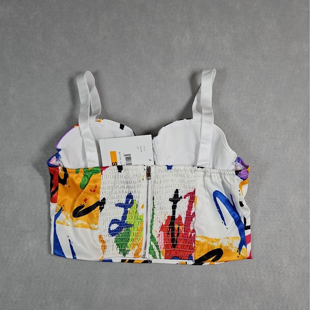 Love By Design Juniors Abstract Print Bustier Corset Crop Top Size Small NWT - Picture 4 of 10